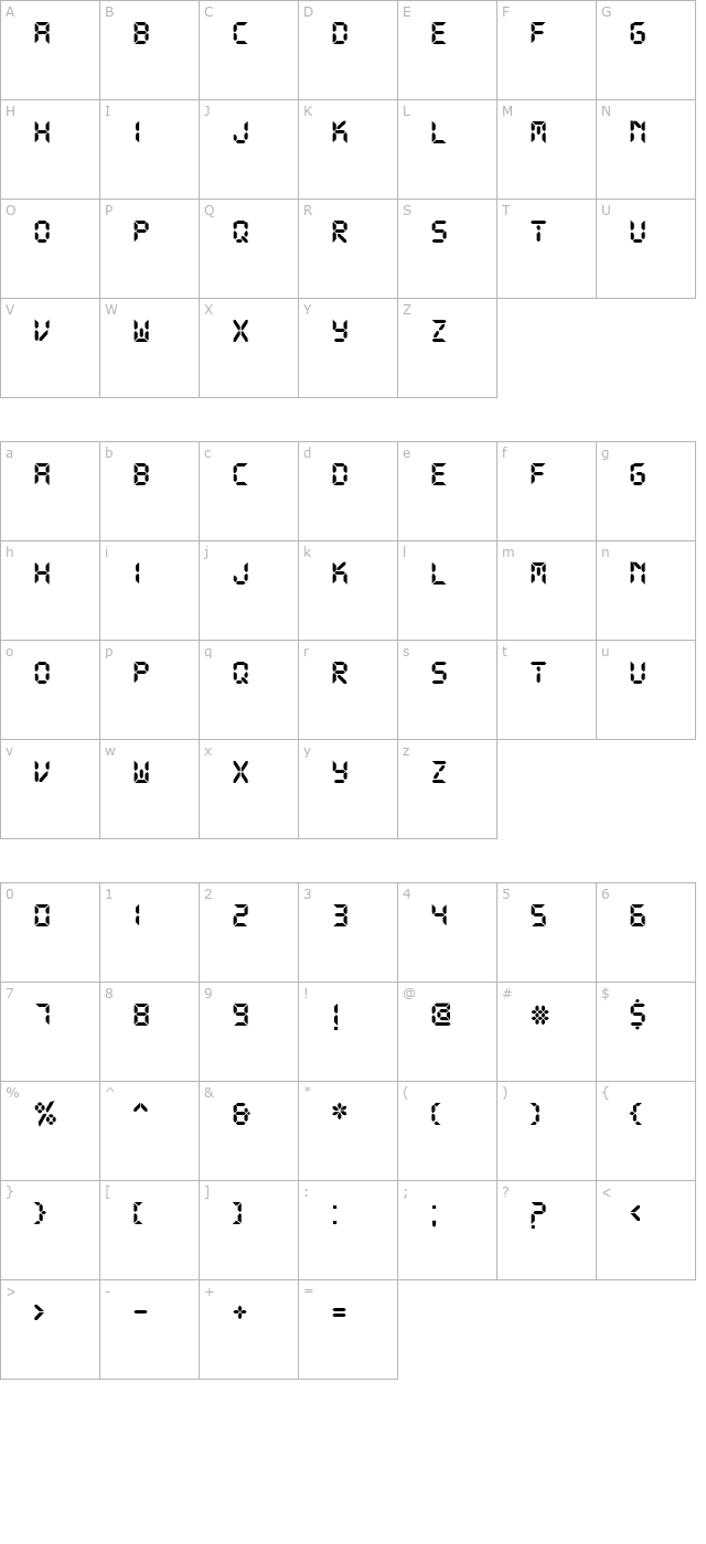 ds-digital-bold character map