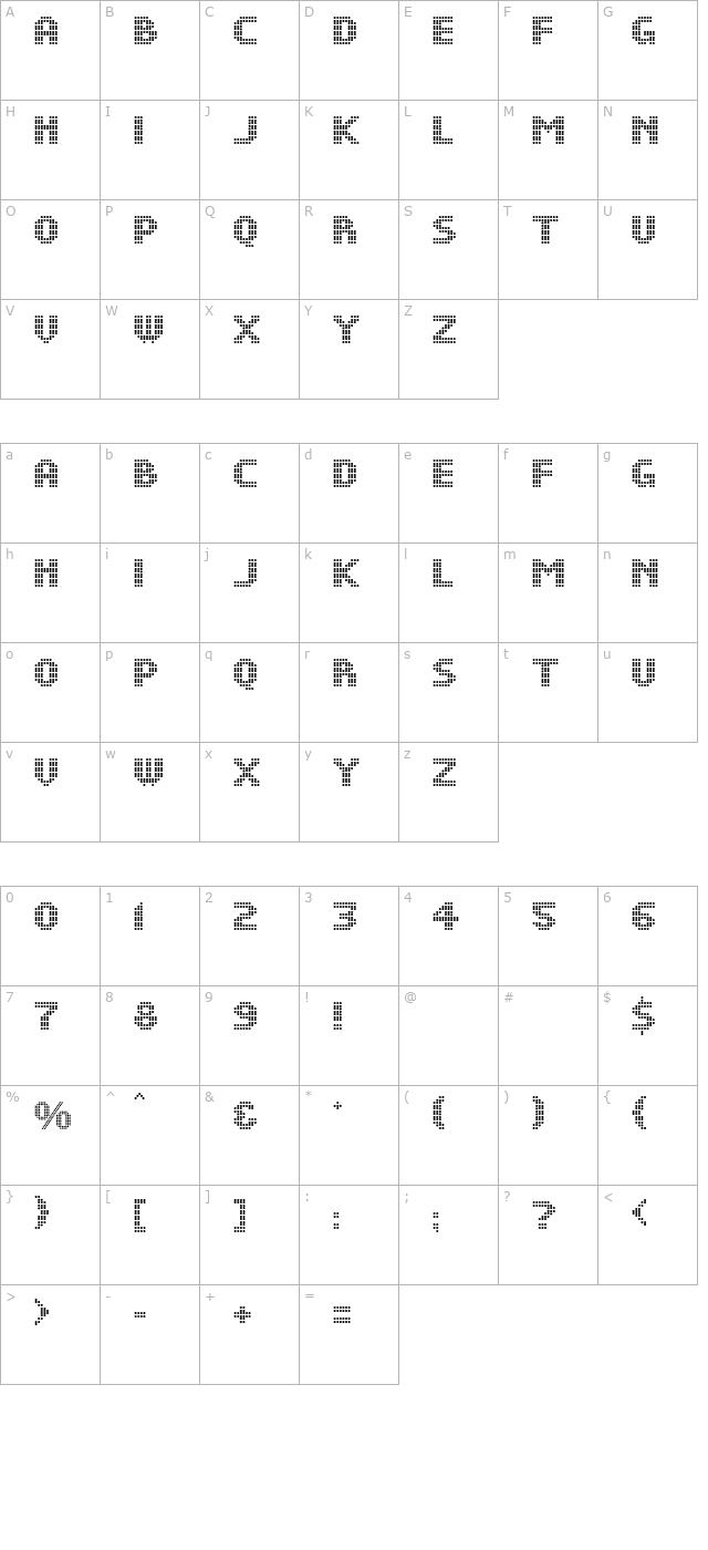 DS Dots Medium character map