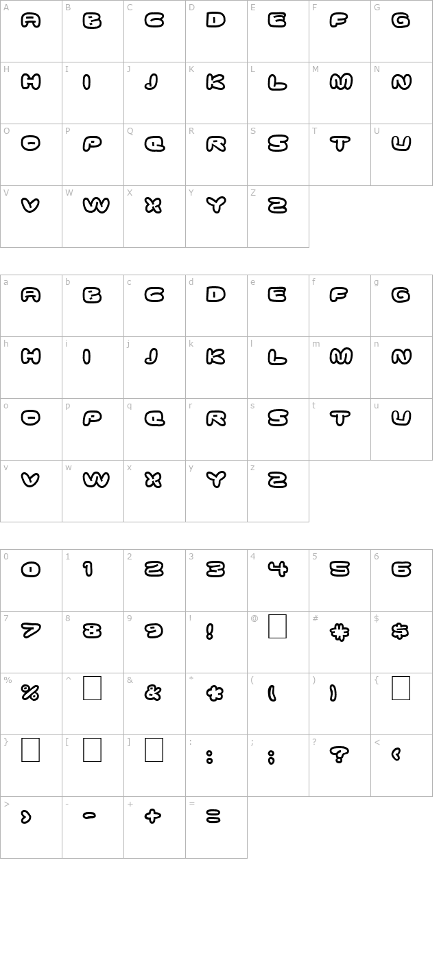 DS Down Cyr character map