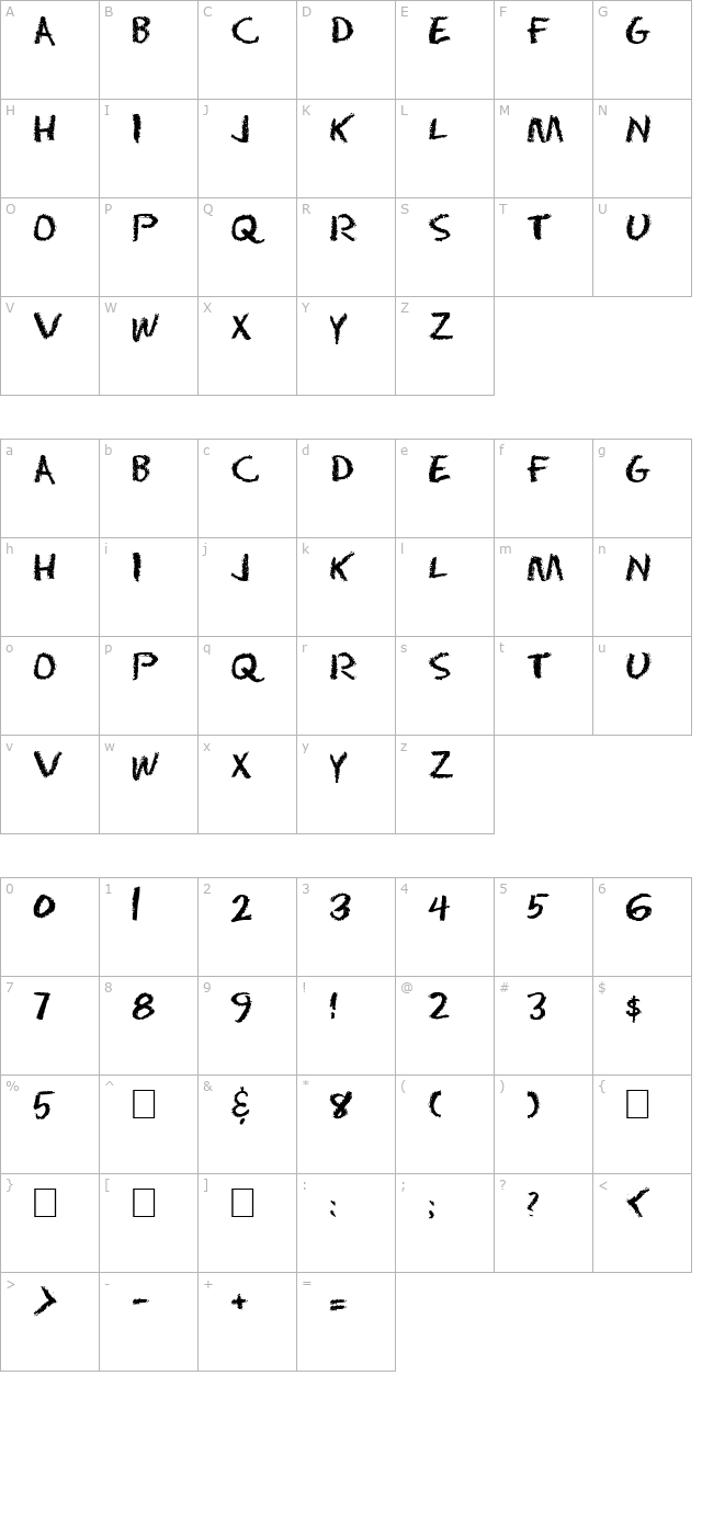 DS Eraser Cyr character map