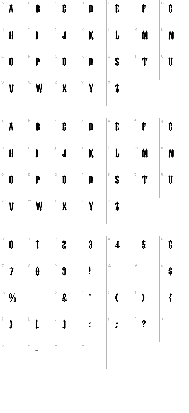 DS Kork character map