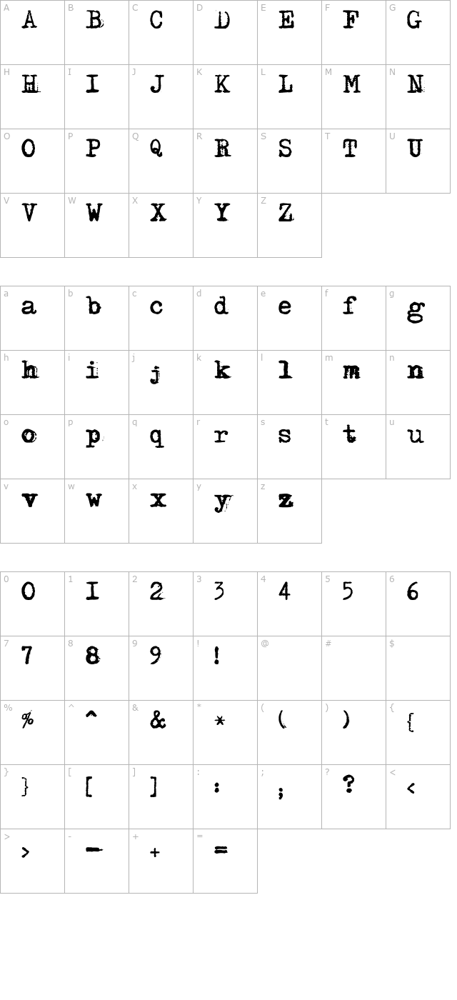 DS Moster character map