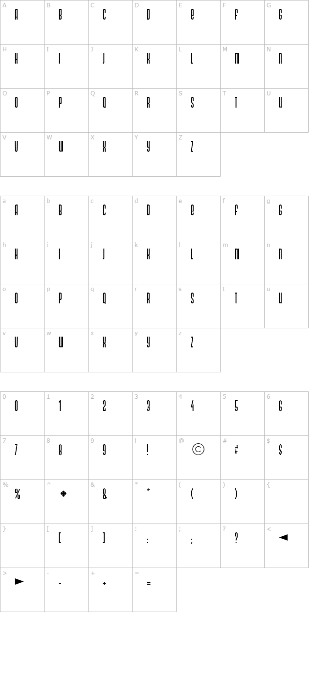 ds-narrow-extra-condensed-medium character map