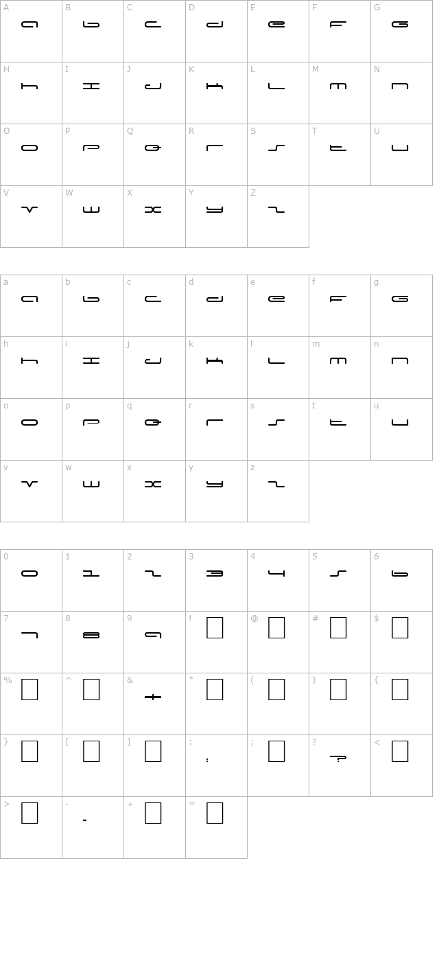 DS Podd Cyr Light character map