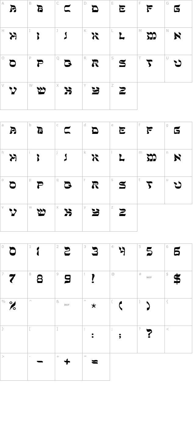 DS Sholom Medium character map