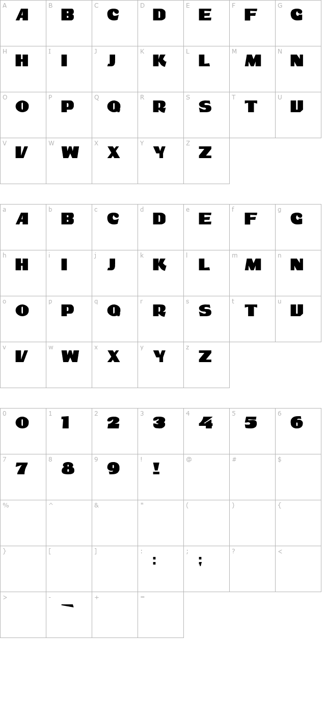 DS ShowBill character map