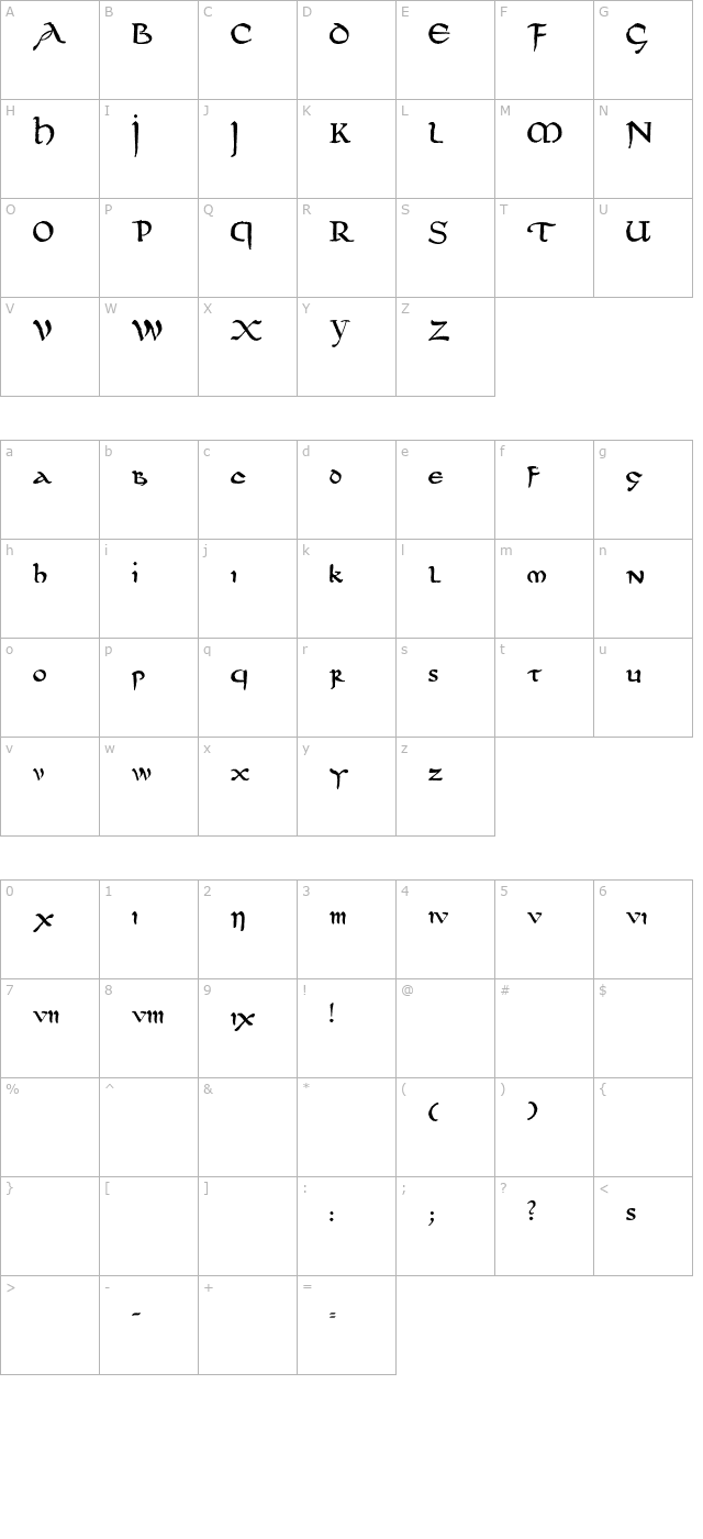 DS UncialFunnyHand Medium character map