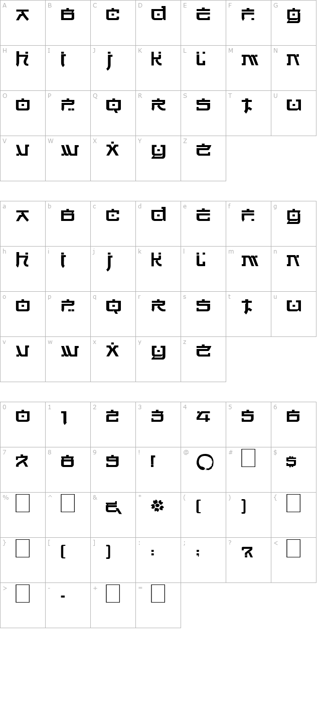 DSJapanCyr Normal character map