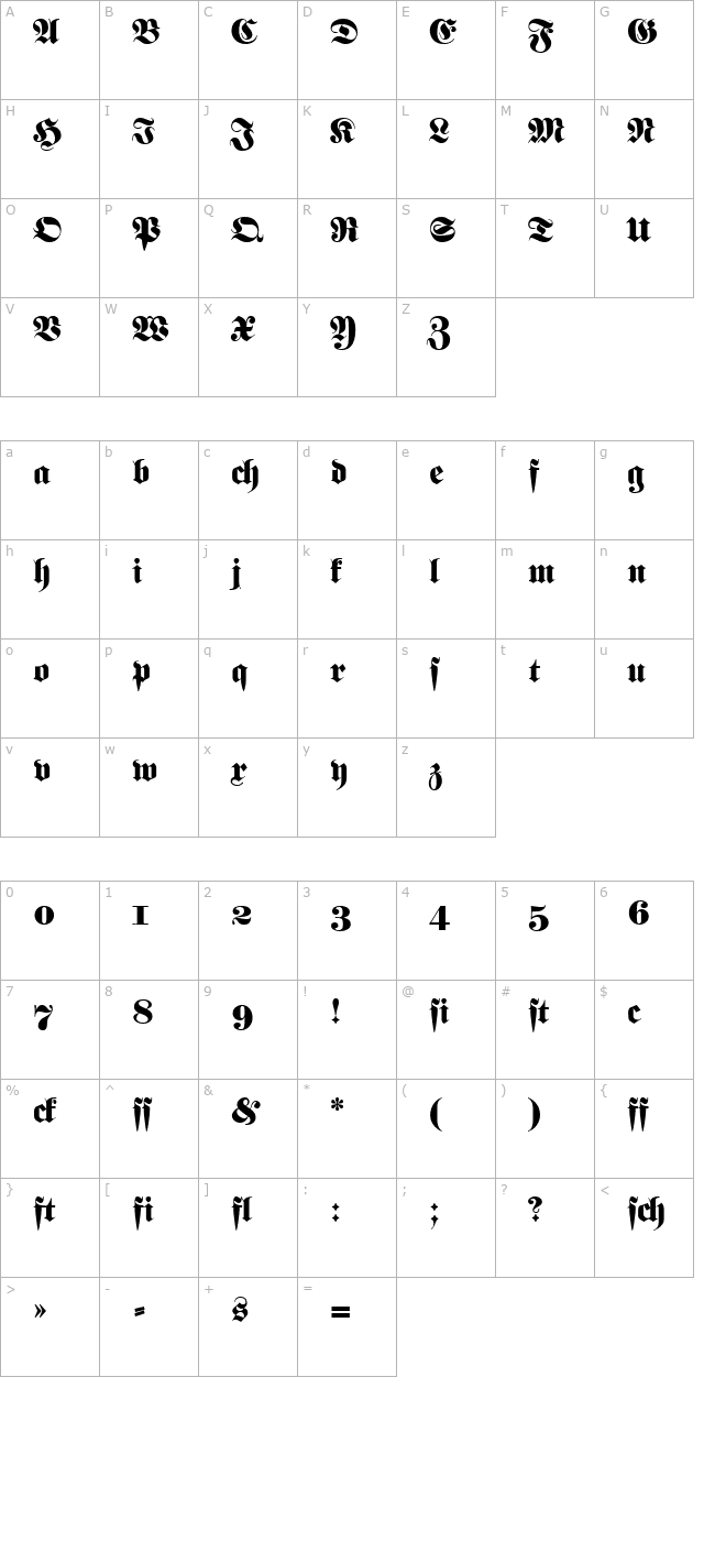 DSNormalFraktur Bold character map