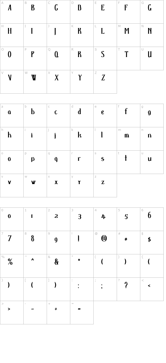 dspenserbold character map