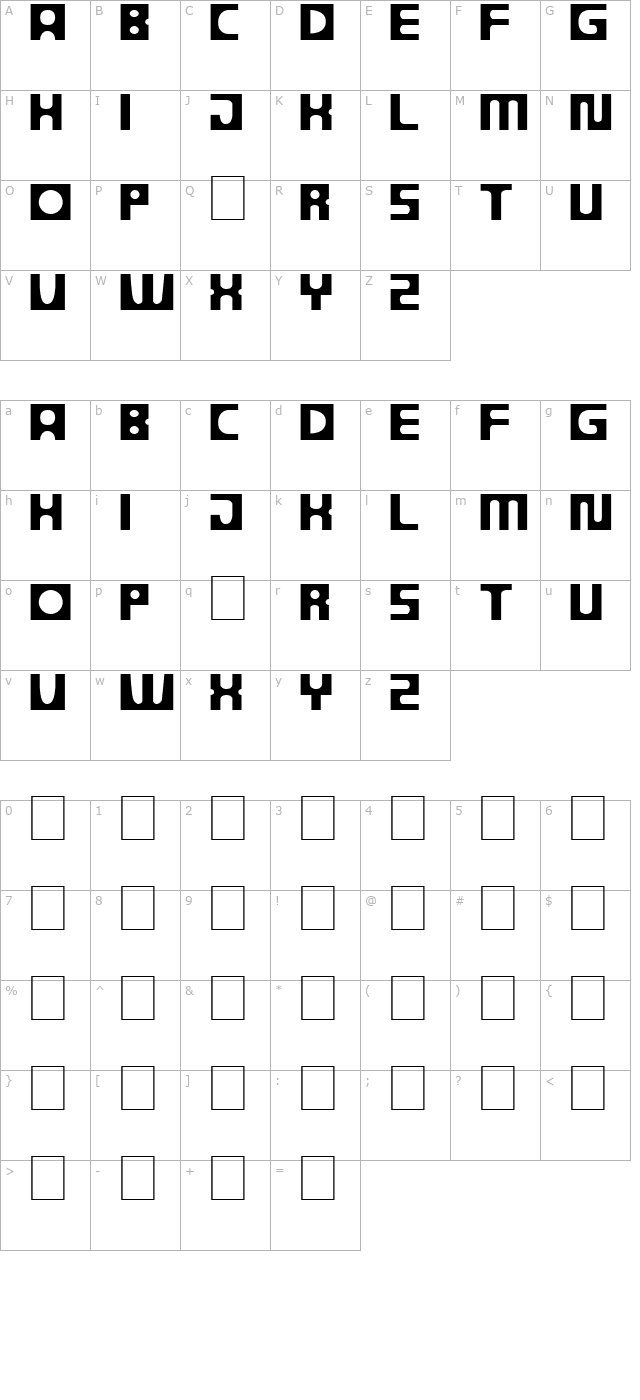 DSProgress SemiBold character map