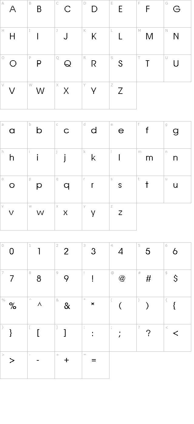 DTCRoughM02 character map