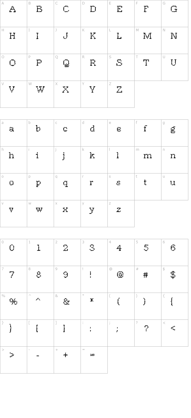 DTCRoughM18 character map