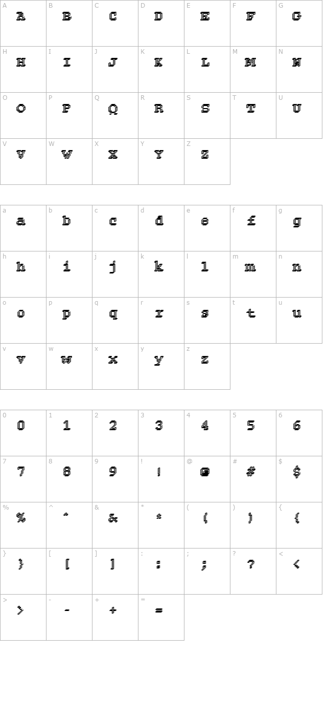 DTCRoughM24 character map