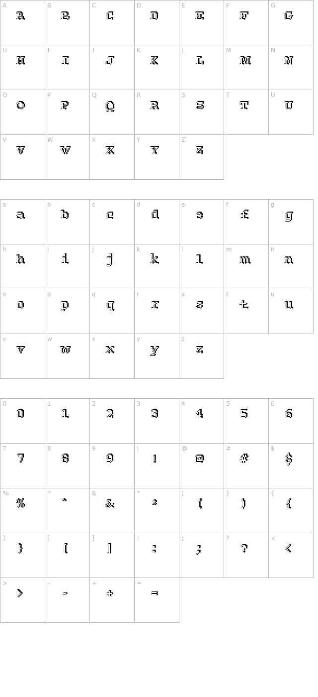 DTCRoughM25 character map