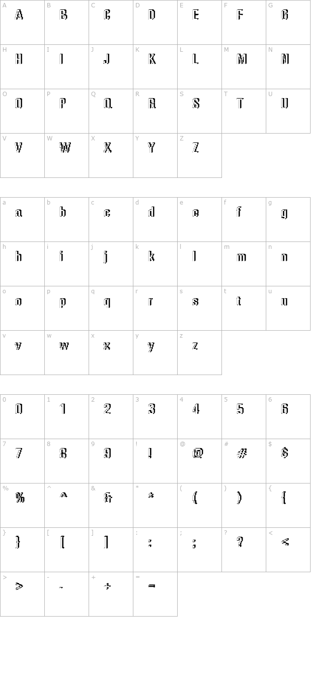 DTCRoughM56 character map