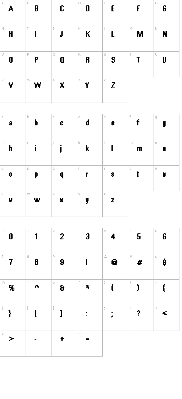 DTCRoughM59 character map