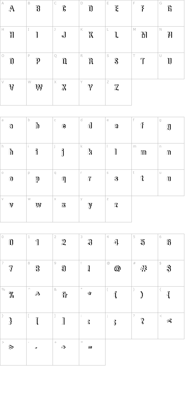 dtcroughm65 character map