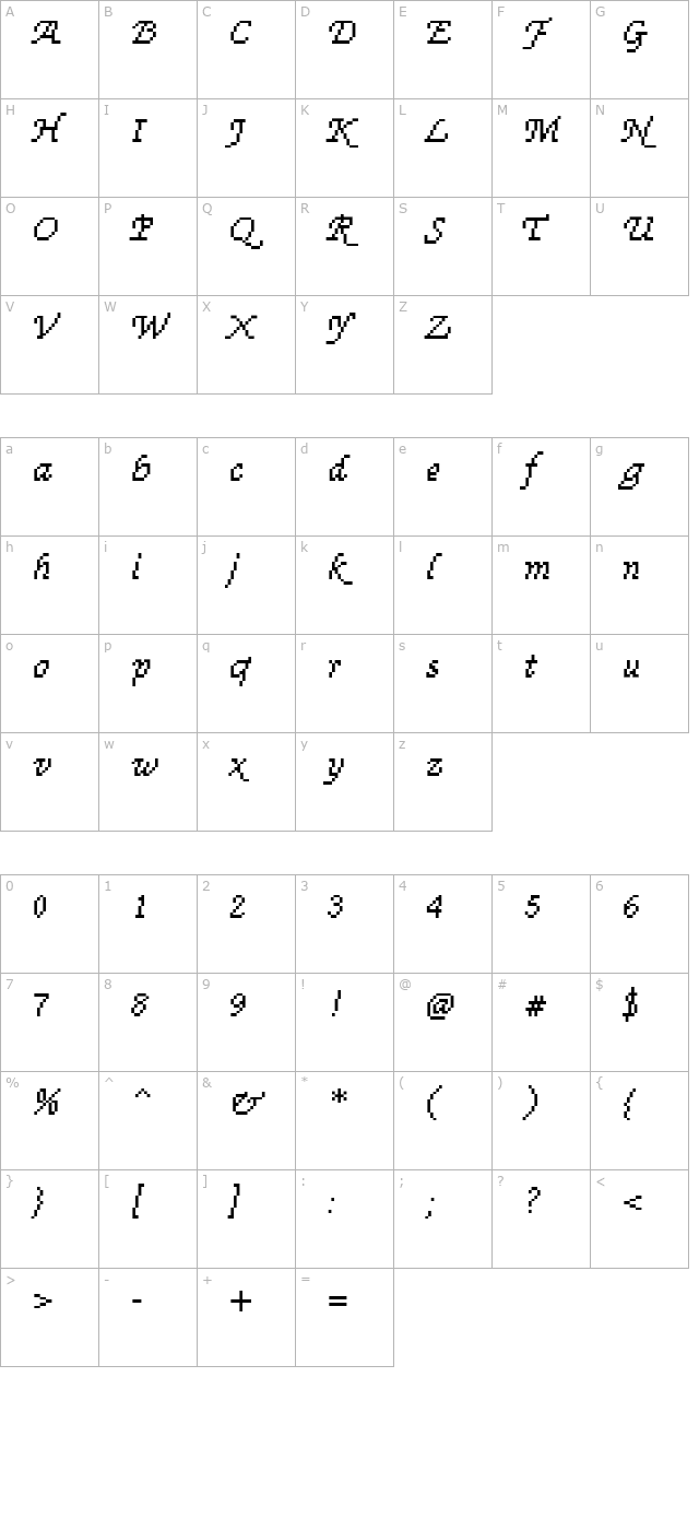 DTCRoughM71 character map