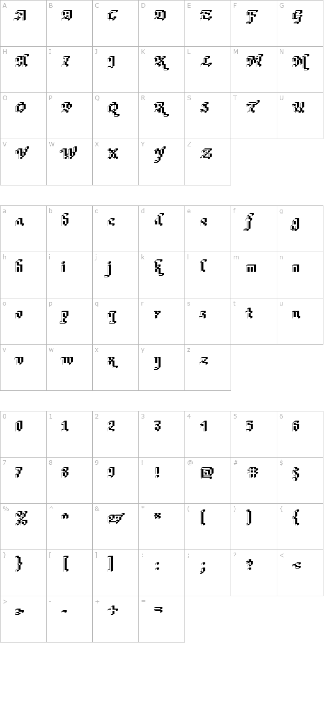 dtcroughm75 character map