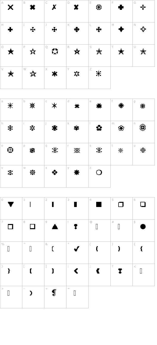 DTCRoughX01 character map