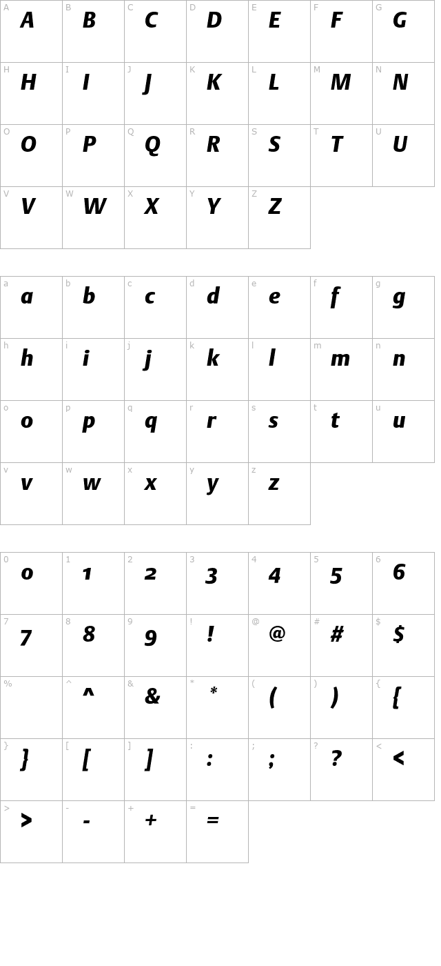 dtlargost-blackitalic character map