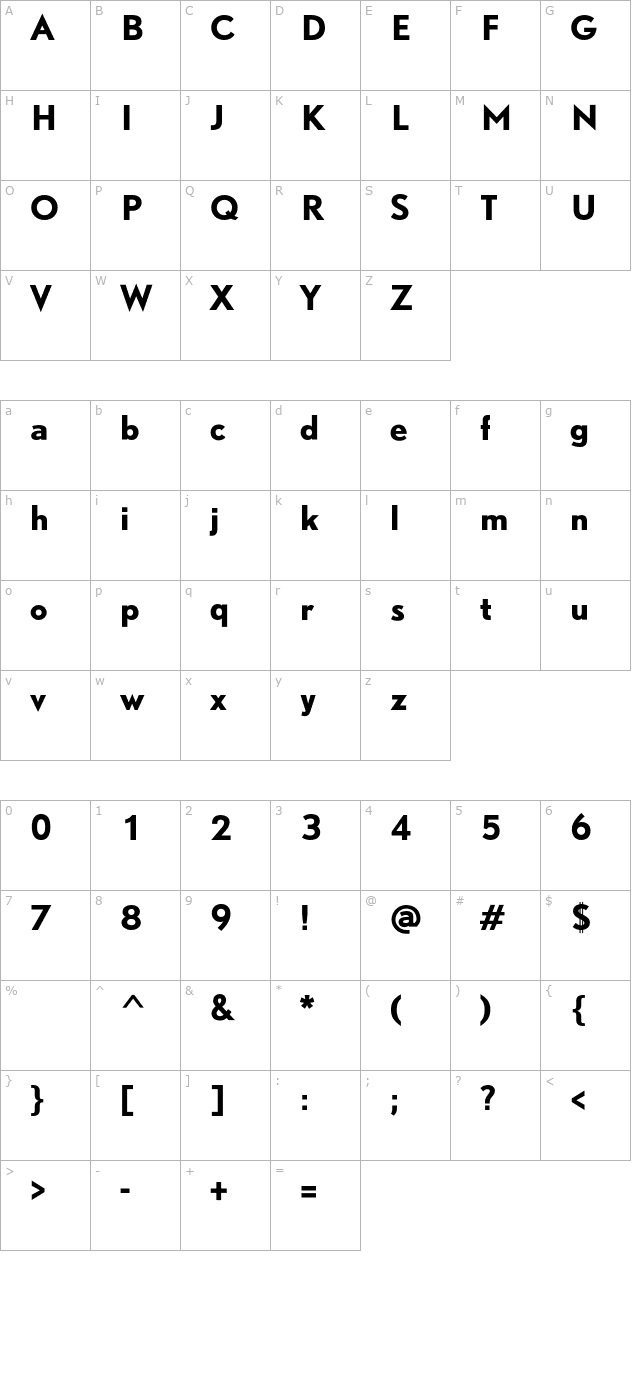 DTLNobelT-Bold character map