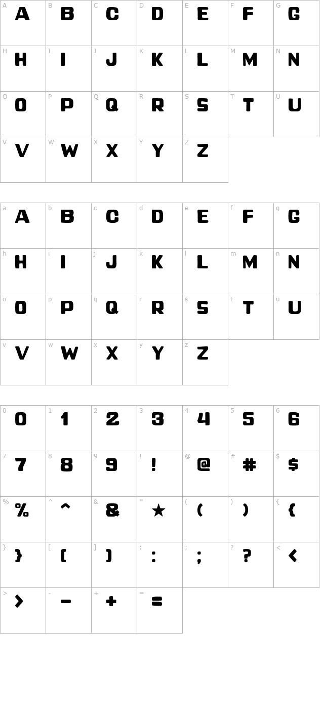 Duarte Centenario character map