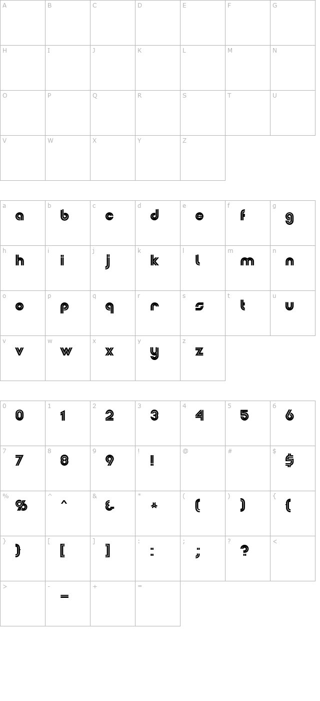 Dubbeldik MN character map