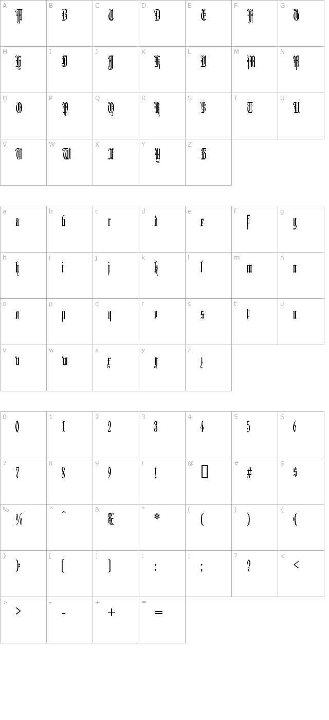 duerergotisch character map