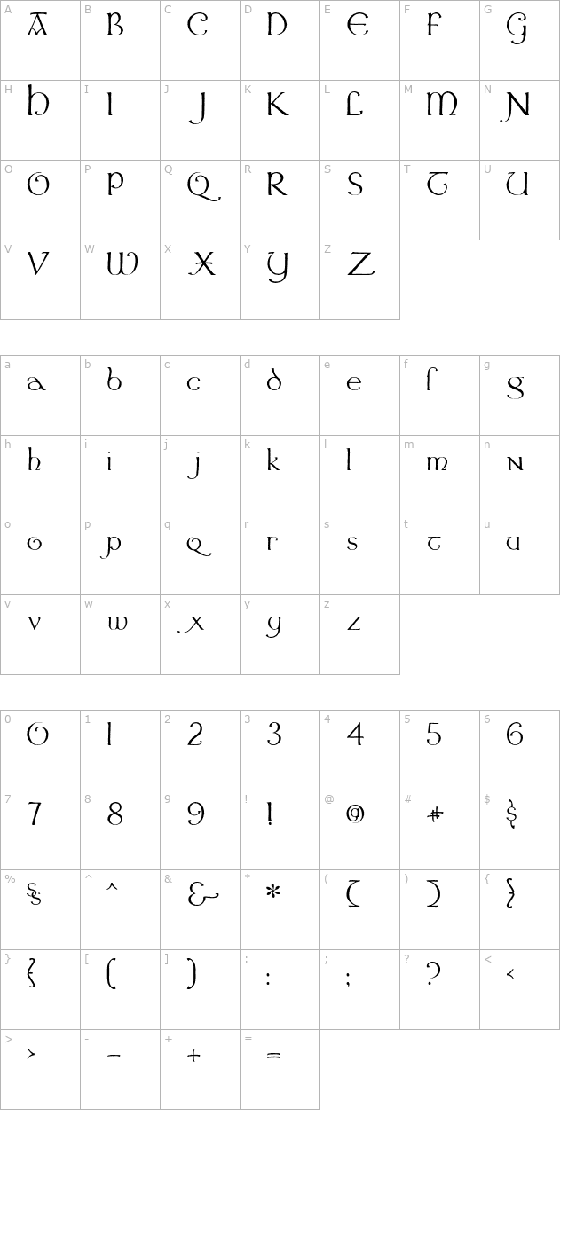 dumaigne character map