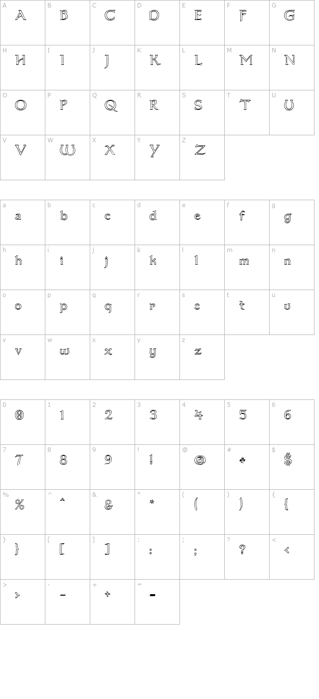 Dumbledor 1 Outline character map