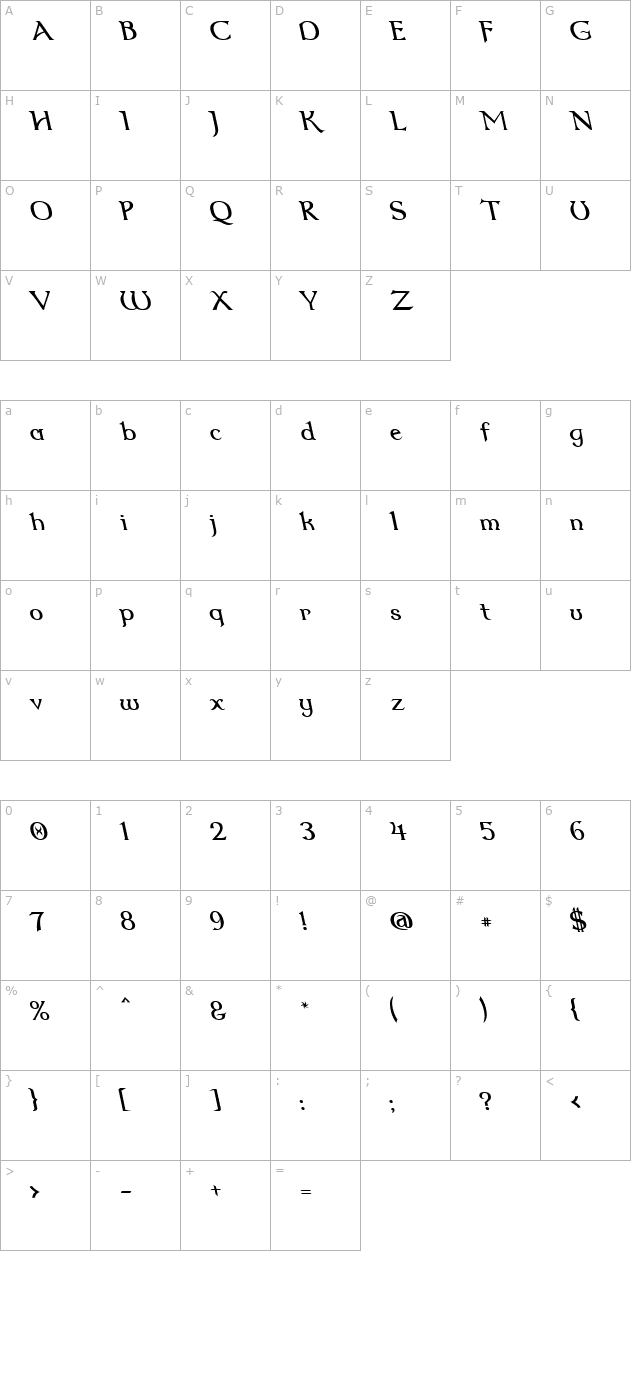 dumbledor-2-rev-italic character map