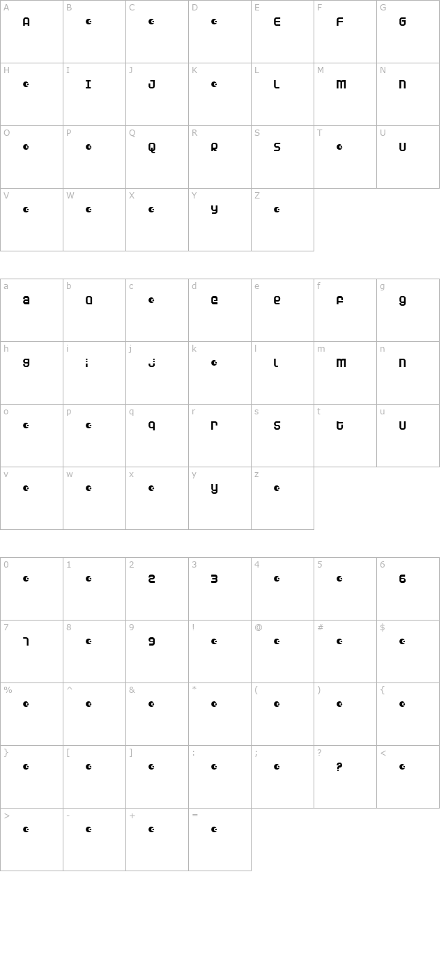 Dunebug Alternates character map