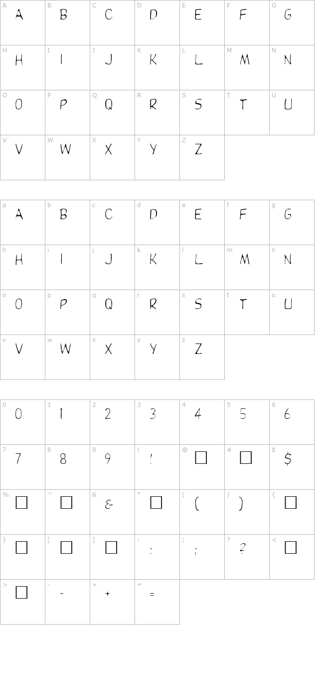 DupuyLight Regular character map