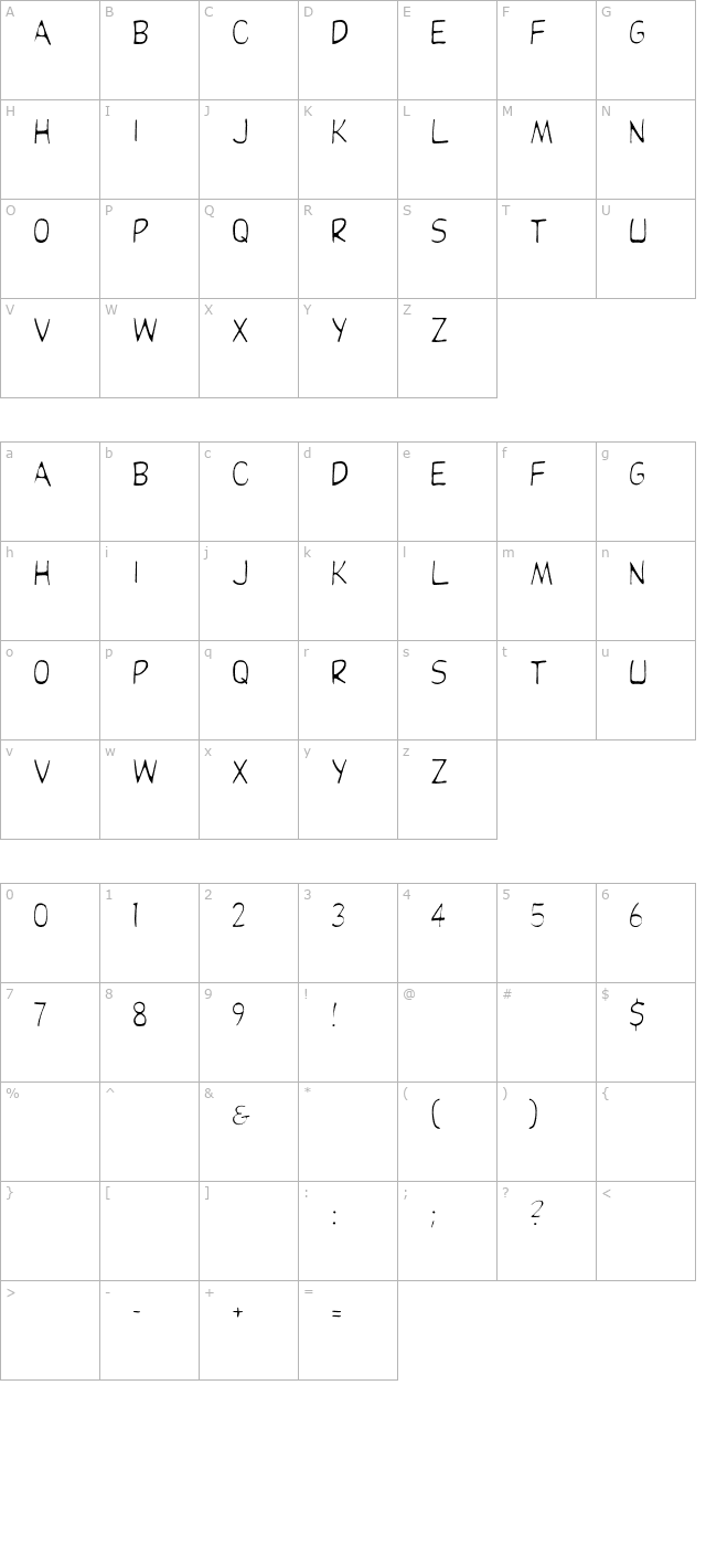 DupuyLight character map