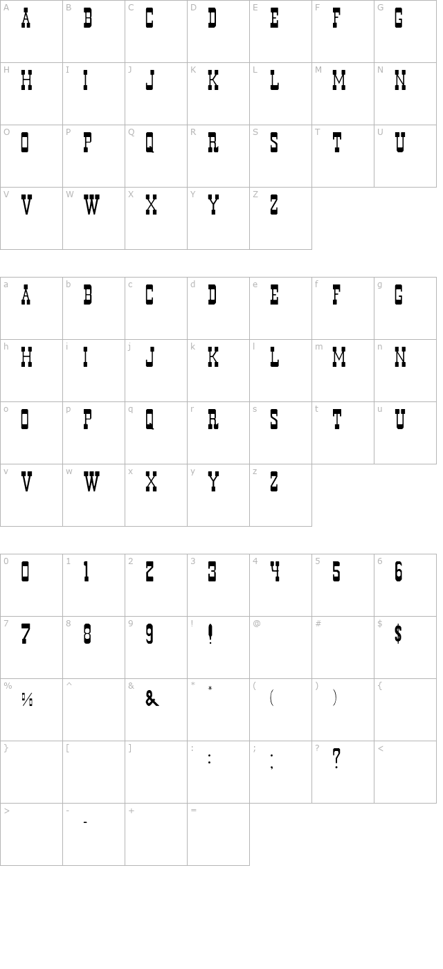 durango-normal character map