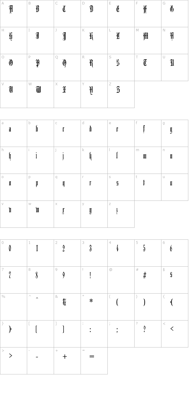 DurerGothic-Regular character map