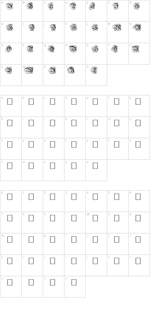 Dutch Initials Normal character map