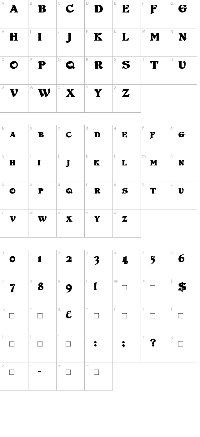 DuvallSmallCaps Bold character map