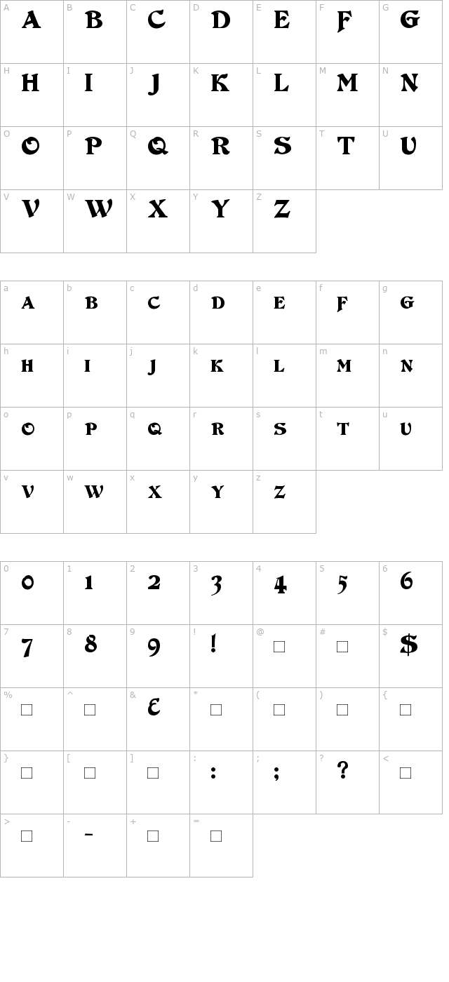 duvallsmallcaps character map