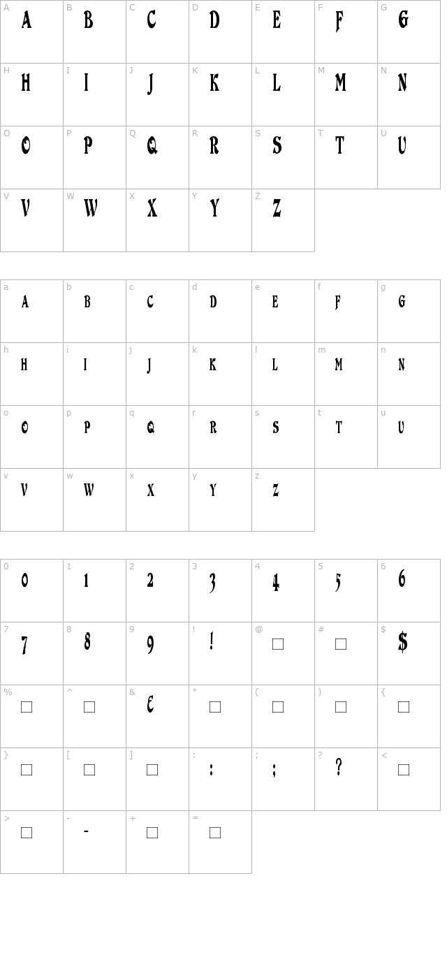 duvallsmallcapscondensed character map