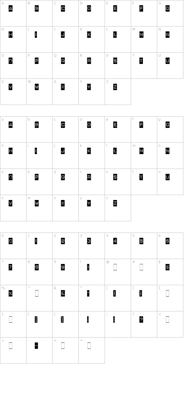 dymo character map