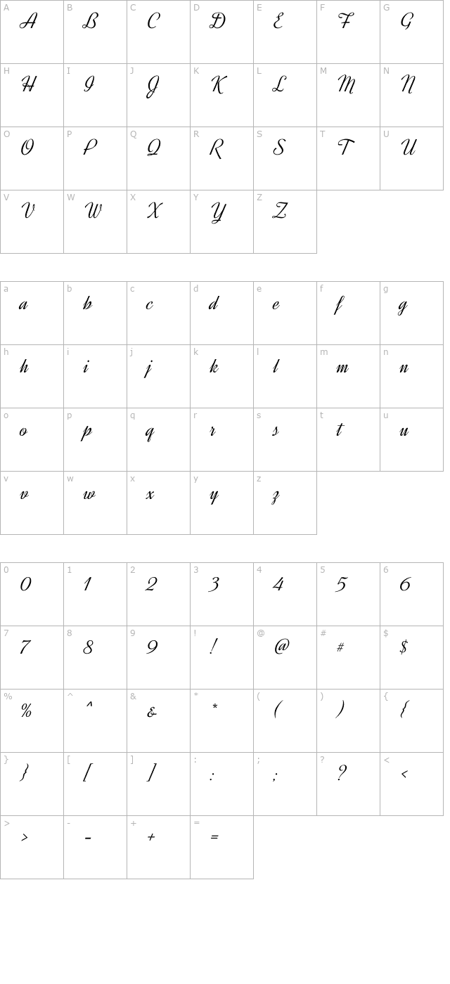 dynalight character map