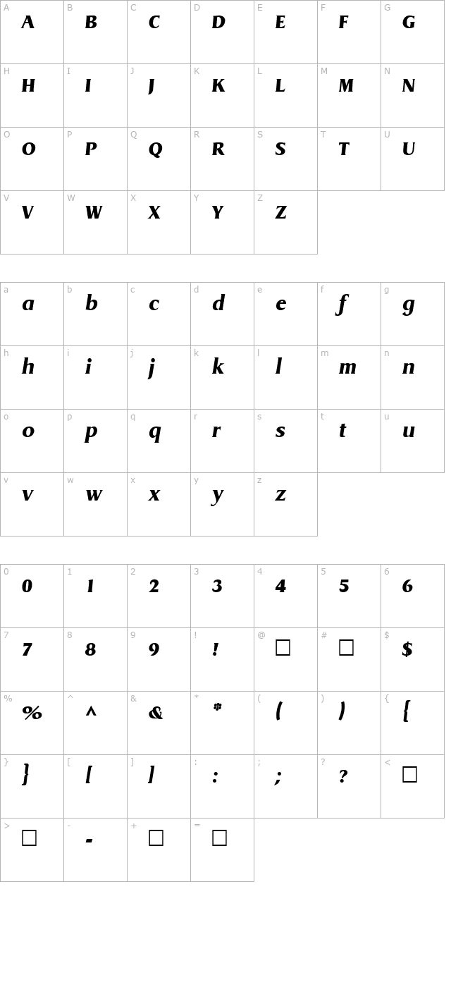 DynamicItal Regular character map