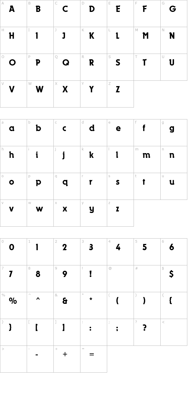 Dynamo MN Medium character map