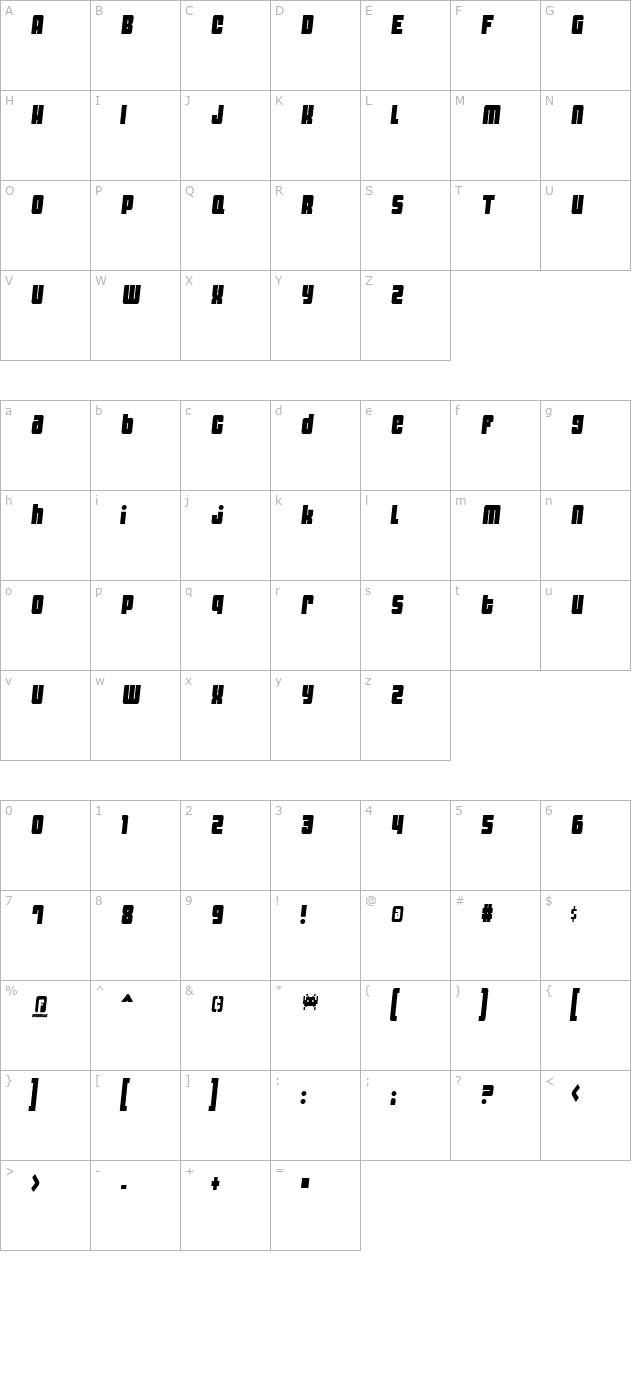 dynomite-spark-thin character map