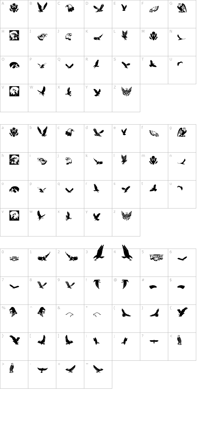 eaglemania character map