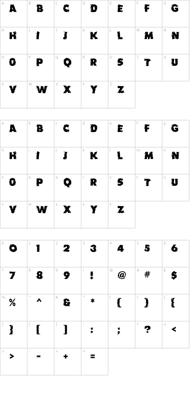 Earthquake MF character map