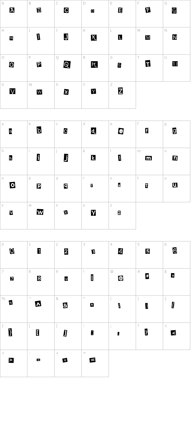 earwig-factory character map